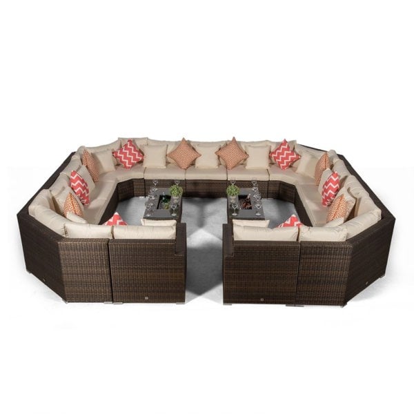 Giardino Santorini Modular 13 Seat Rattan Conversation Set With 2 Drinks Cooler Coffee Tables