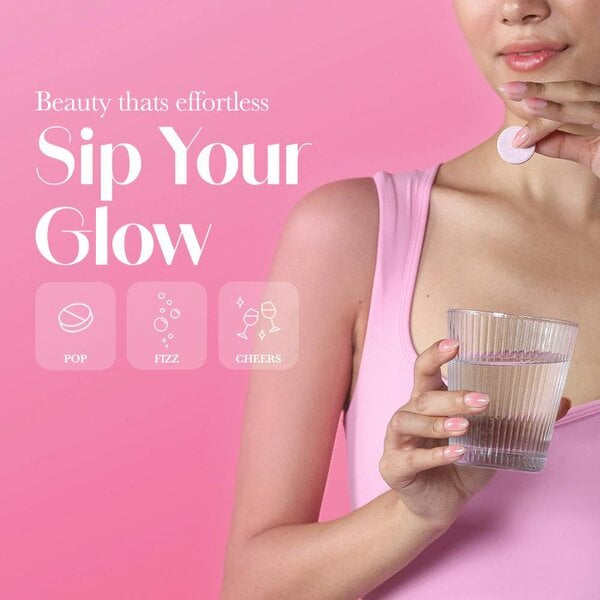 Glow Glutathione Tablets for Skin Brightening – Strawberry & Lemon Flavour, Pack of 1