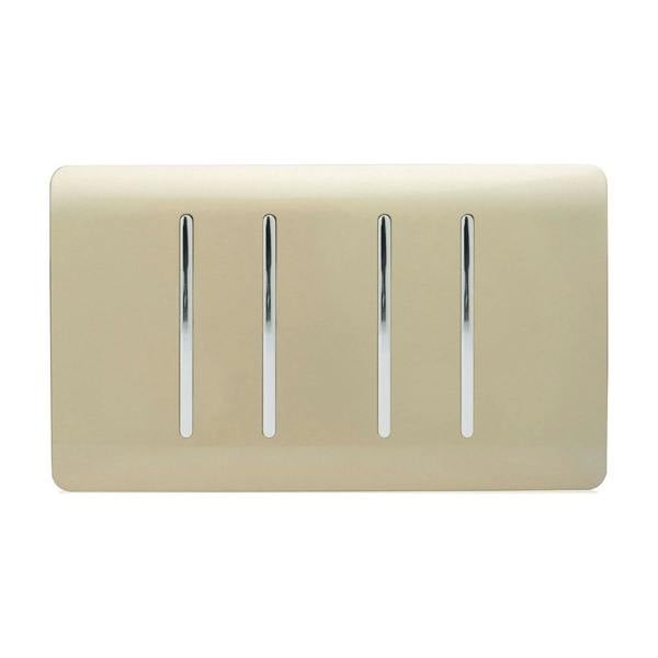 Trendi Switch 4 Gang 1 or 2 Way Light Switch in Champagne Gold