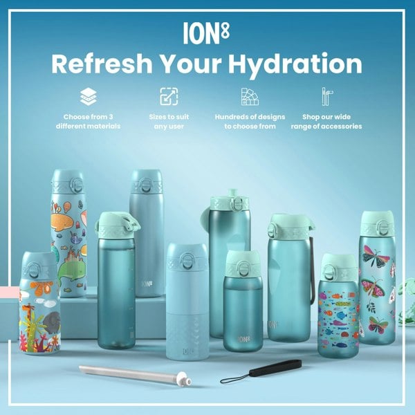 ION8 Leak Proof Kids Water Bottle, Recyclon, Robots, 350ml (12oz)