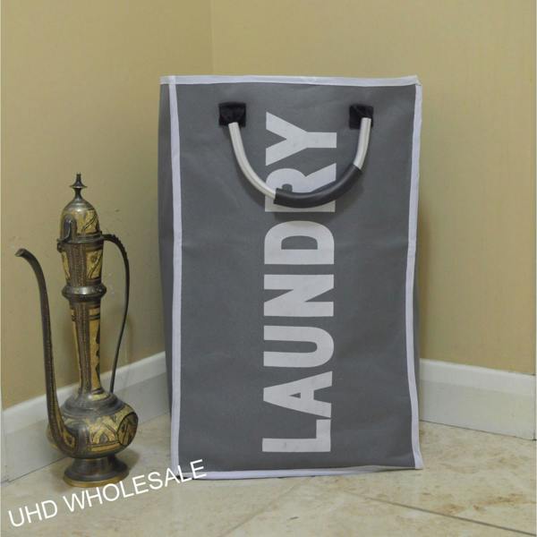 Dyzi Foldable Laundry Basket Polyester Aluminium Handles Storage Hamper