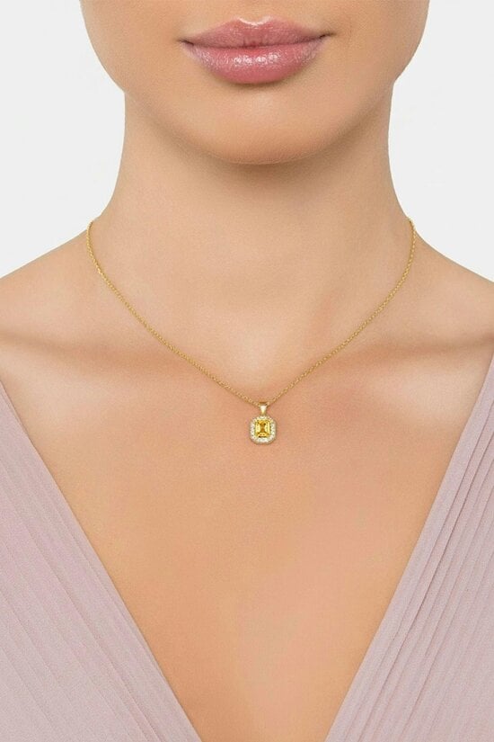 Latelita Whistledown Gemstone Pendant Necklace Citrine Gold
