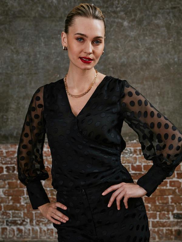Rose & Nancy Ivy Spot Wrap Blouse