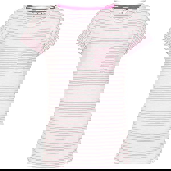 Lazy Jacks Womens/Ladies Striped Rolled Sleeves T-Shirt - Pink
