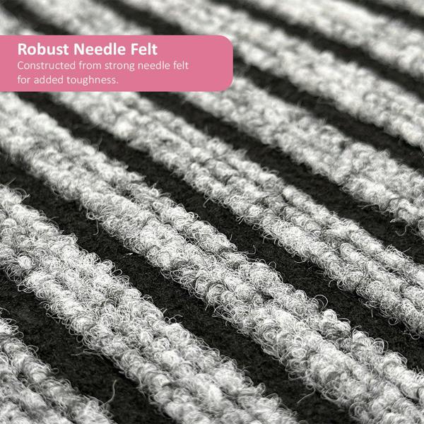 Nicoman Striped Needlefelt Doormat - Grey