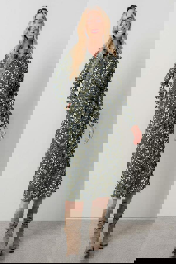 Lily & Me Anya Cotton Pincord Midi Shirt Dress Moss