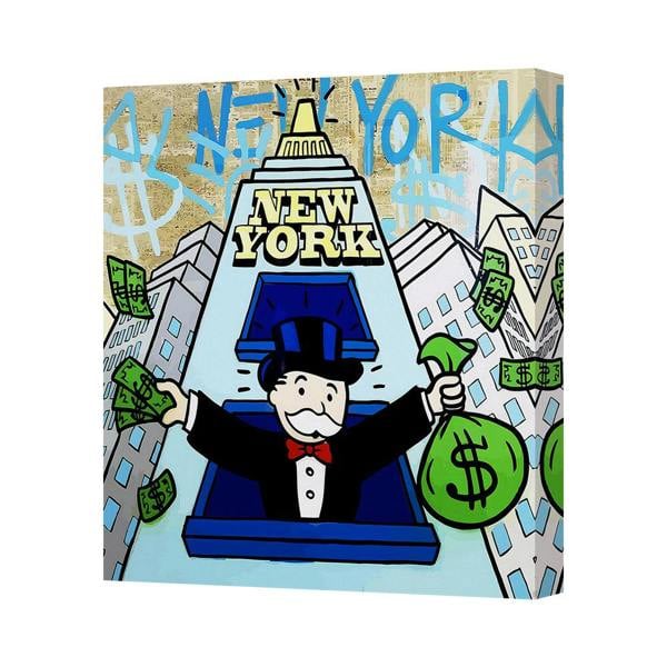 Benjamin Tate Design New York City Graffiti Style Canvas Wall Art Print With Deep Wooden Frame
