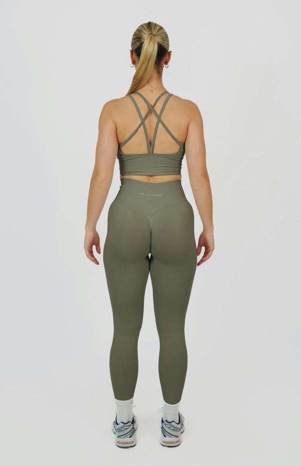 V3 Apparel Form Seamless Scrunch Leggings & Sports Bra Set - Olive Green