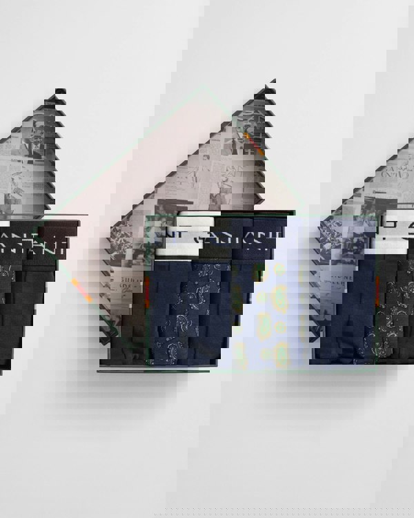 GANT Mens Paisley Print Trunk 3-Pack Gift Box - 410 Marine