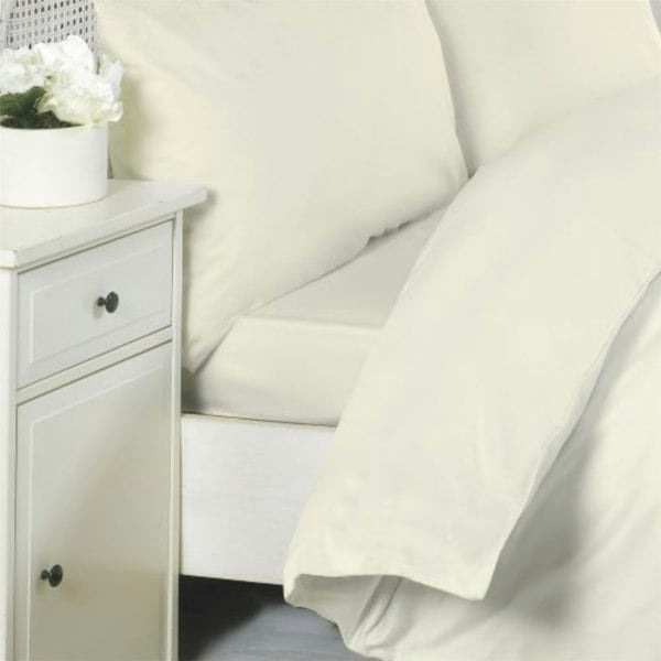 HomeSpace Direct Egyptian Cotton 12" Fitted Sheet 200 Thread Count Light