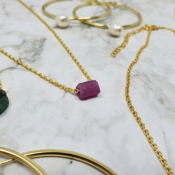 Ruby gold necklace