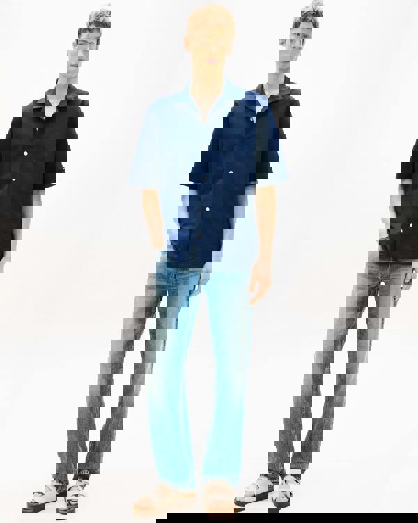 Tommy Hilfiger Performance Seersucker Mens Short Sleeve Shirt - Carbon Navy/Black Stripe