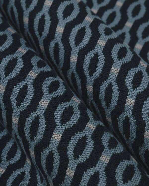 Steel & Jelly Kew - Geometric Diamond Jacquard Knitted Polo Shirt