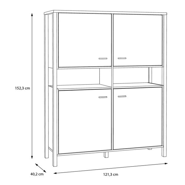 Wyld Haus Egtved Black and Natural Oak Wood Effect Storage Cabinet 4 Doors