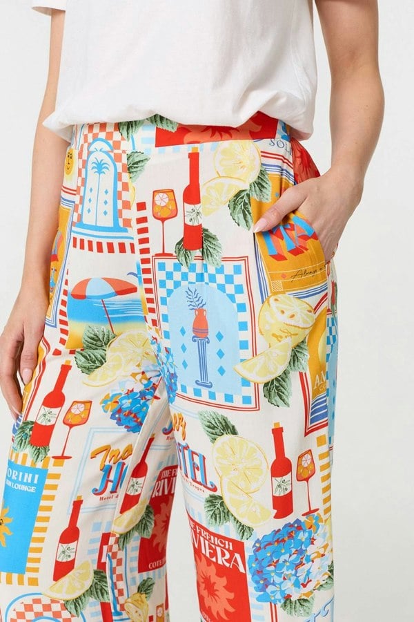 Orange | Riviera Print Wide Leg Trousers
