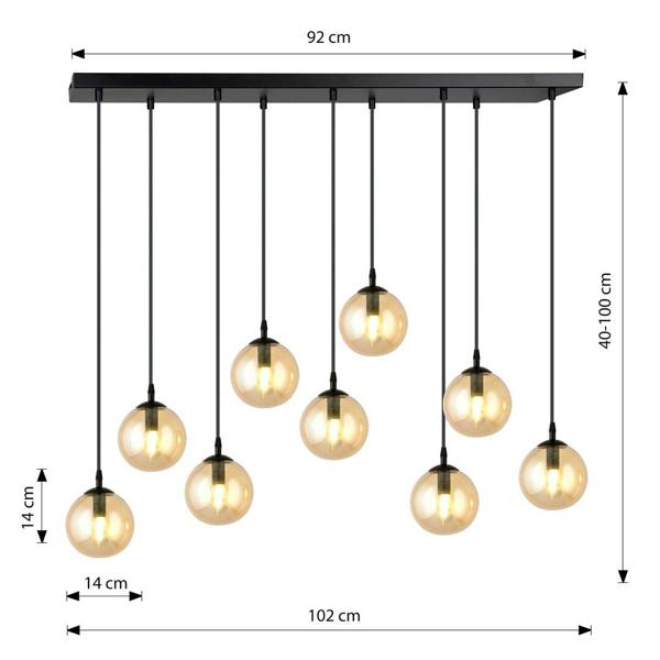 Emibig COSMO Pendant lamp  9 x E14 Black with Amber Shade