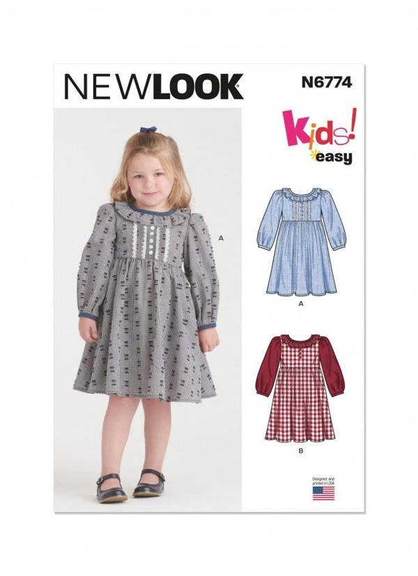 New Look Sewing Pattern 6774, Dresses for Kids, A (3-4-5-6-7-8) - Easy