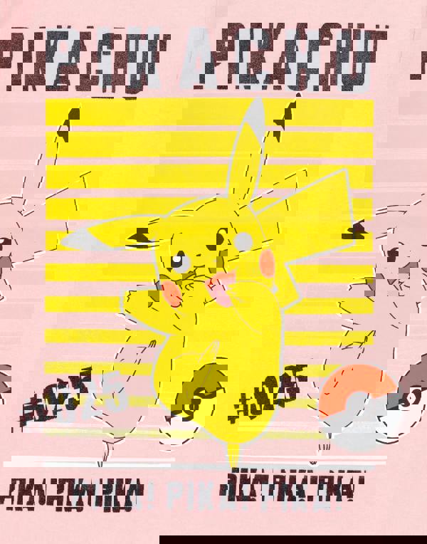 Pokemon Girls Pink Pikachu Placement Print Short Sleeved T-Shirt