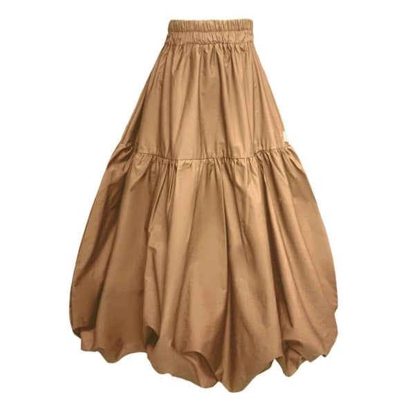 Frock Tales Mylar Puffball Midi Skirt In Biscuit