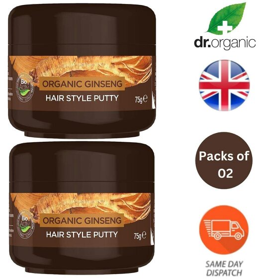 Dr Organic Dr. Organic Ginseng Hair Style Putty 75g – Pack of 1, 2, 4 or 6 - Pack of 2