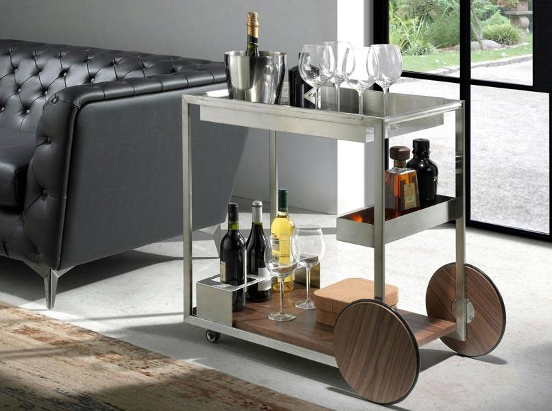 Angel Cerdá Minibar Trolley Steel and Walnut 3116