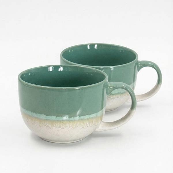 Mint green reactive glaze mugs 720ml