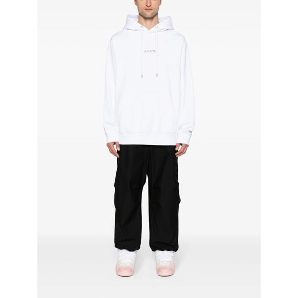 Lanvin Logo Loose Fit Hoodie   in  White