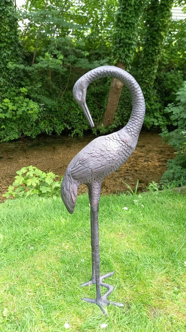 Inspirational Gifting Love Crane Garden Ornament Aluminium with Bronze Finish 1m tall