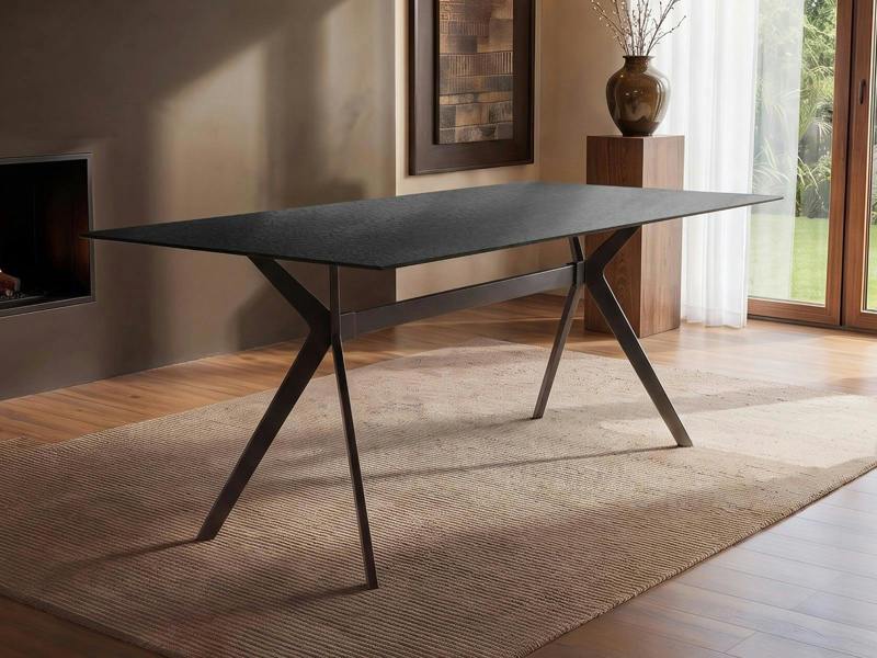 Emil Rectangular Glass Dining Table Black