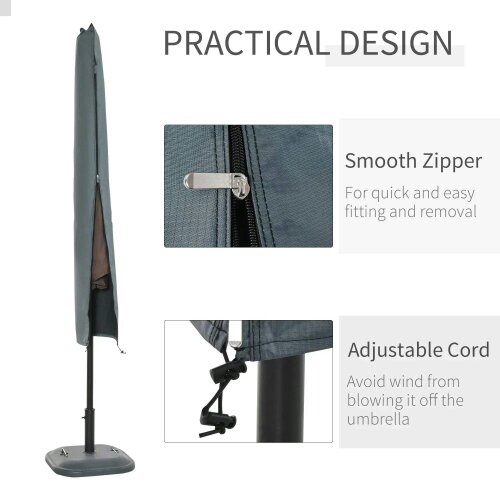 Bobobiy Parasol Cover, Cantilever Umbrella Cover, Banana Umbrella Cover with Zipper for Outdoor Garden, Patio, Grey