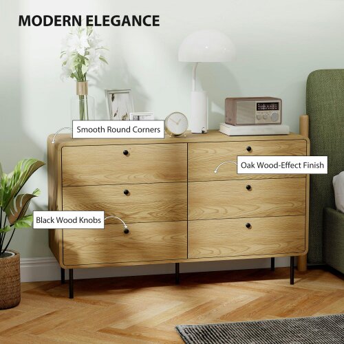 Wyld Haus Naniba Wood Oak Finish 6 Drawer Storage Chest