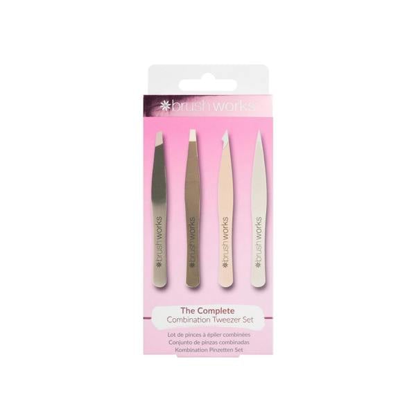 Brushworks 4 Piece Combination Tweezer Set - Gold
