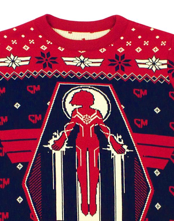 Marvel Womens Black Captain Marvel Christmas Jumper