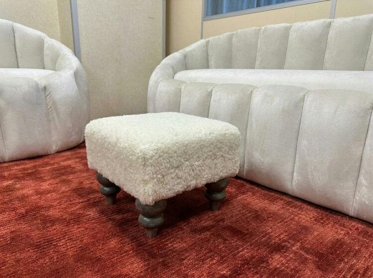 ISTOOLS Luxury Footstool – Soft Cozy Fur Bench for Living Room Comfort - 19 x 17 Inches (48 x 43cm)