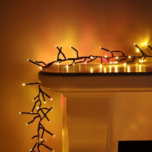 Samuel Alexander 3000 LED 37.2m Premier Clusterbrights Indoor Outdoor Mains Operated Christmas Cluster Lights with Timer in Red & Vintage Gold