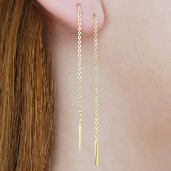 18kt Gold plated silver Threader earrings - Otis Jaxon Silver Jewellery