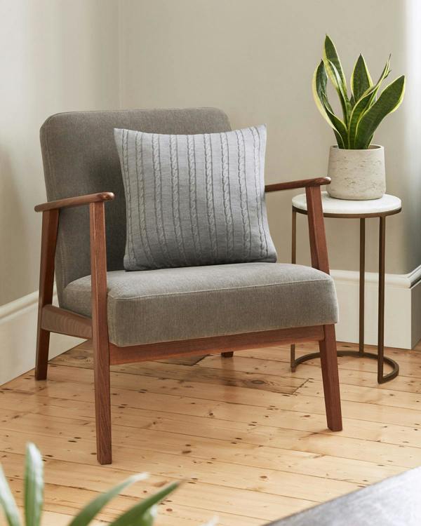 Serran London Stone Grey Cable Stitch Cushion