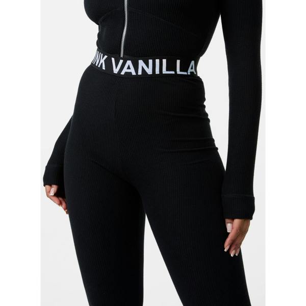 Pink Vanilla Ribbed Leggings With Logo Band