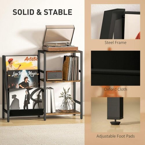 Wyld Haus Nobalo Wooden Rustic Brown 3 Tier Stand Side Table