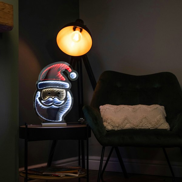 Samuel Alexander 40cm Light up Santa's Face Infinity Christmas Decoration with Red and White LEDs