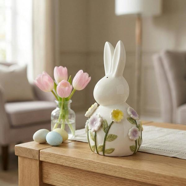 Garden Greatness Sculpted Springtime Rabbit Flower Ornament