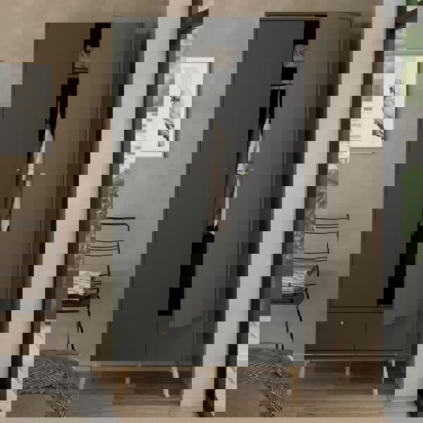 Furniture To Go Cumbria Wardrobe with 2 Doors + 2 Drawers Dark Grey
