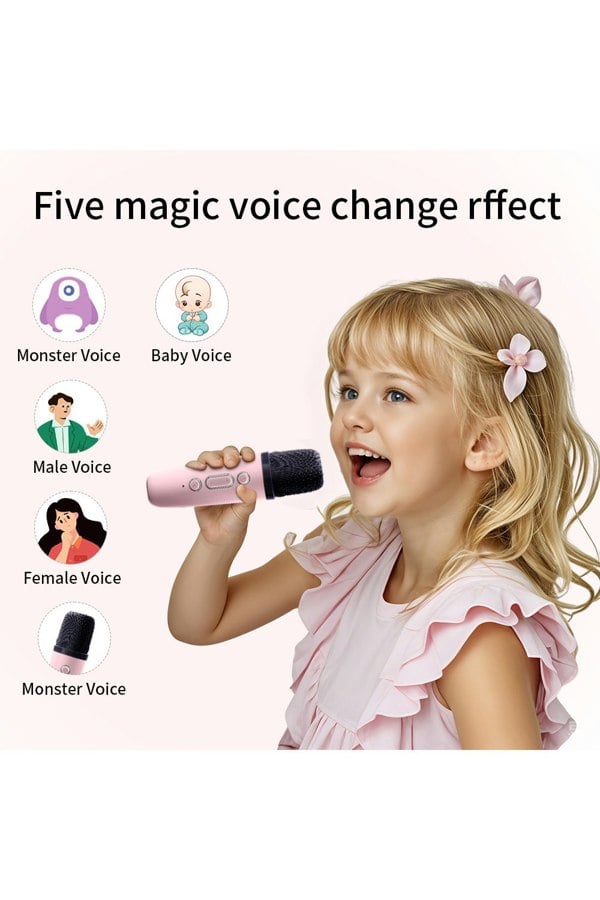 Living and Home Portable Karaoke Machine with Wireless Microphones and RGB Lights