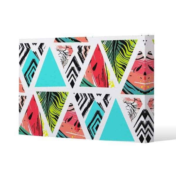 Benjamin Tate Design Aztec and tropical palm leaves Slim Style Canvas Print  60x90cm , 15mm Slim Real wood.