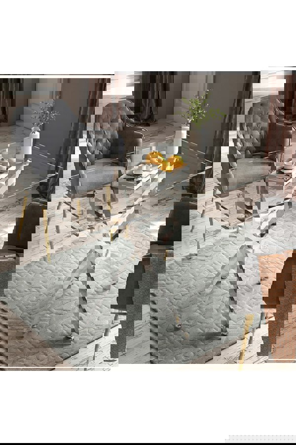 Living and Home 70cmD Stylish Tempered Glass Coffee Table Rectangular Dining Table with Chrome Cross Legs