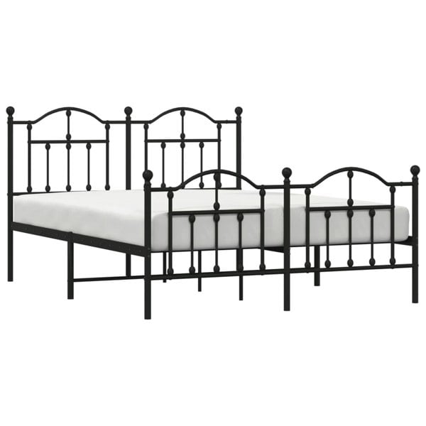 Berkfield Metal Bed Frame with Headboard and Footboard Black 140x190 cm