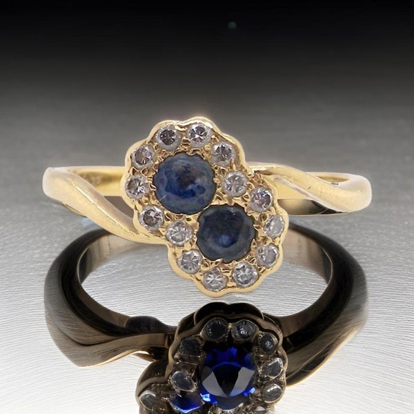 Vintage Tom A vintage Sapphire and Diamond cluster ring