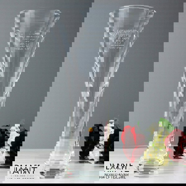 Personalised Memento Company Personalised Large Hand Cut Gold Diamante Heart Vase