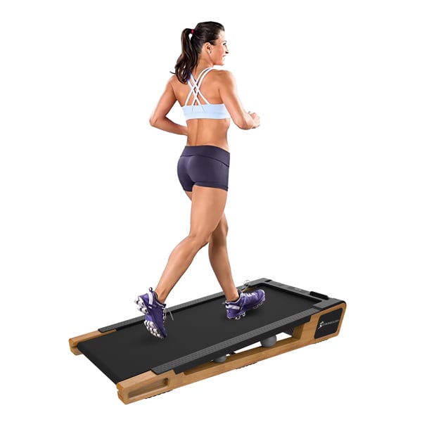 Strongology INCLINO 5° Incline Light Walnut Wood Finish Home and Office Quiet 2.0HP Adjustable Speed 1-6km/h Bluetooth  LED Display Treadmill