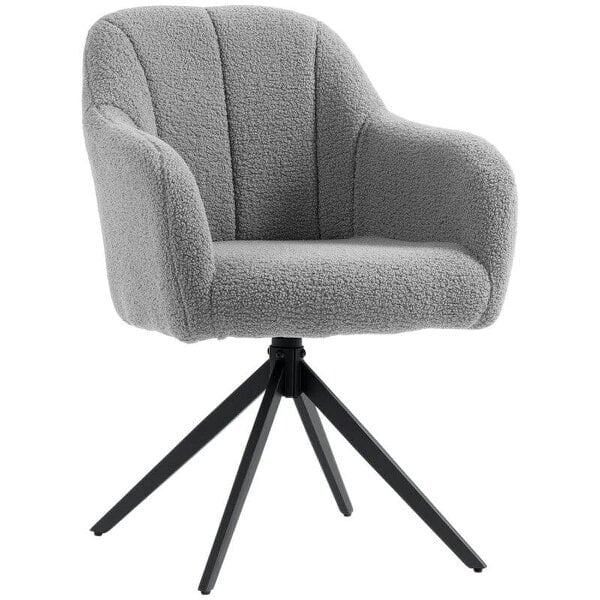 Bobobiy 360 Degree Swivel Accent Chair, Teddy Fleece Armchair, Grey